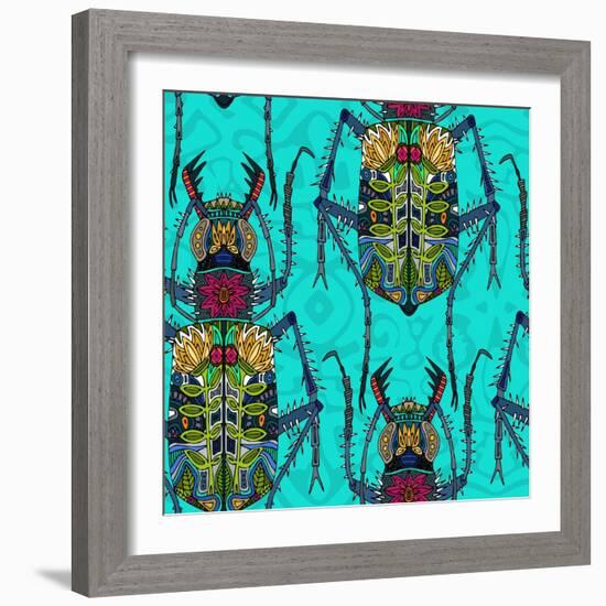 Flower Beetle Turquoise-Sharon Turner-Framed Art Print