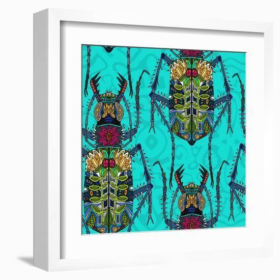 Flower Beetle Turquoise-Sharon Turner-Framed Art Print