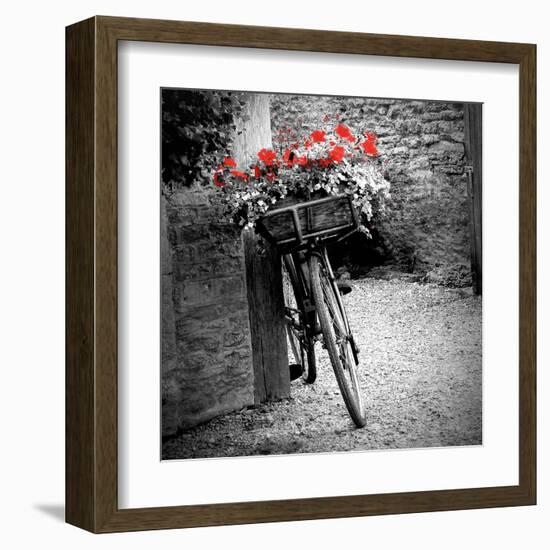 Flower Bike Square with Border-Gail Peck-Framed Art Print