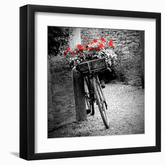 Flower Bike Square with Border-Gail Peck-Framed Art Print