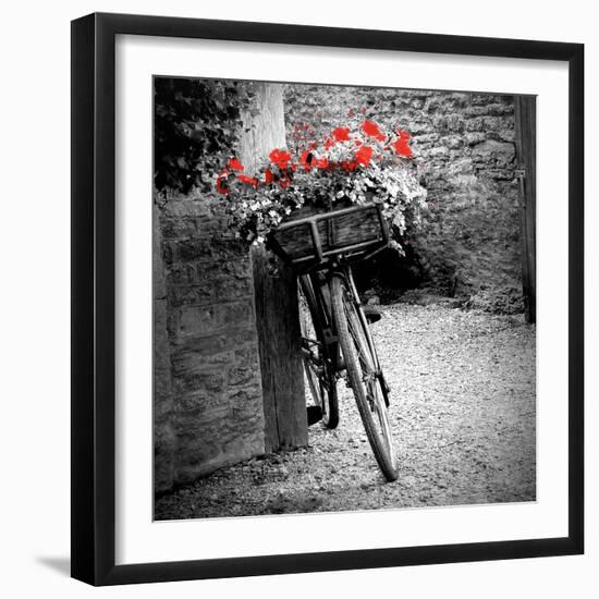 Flower Bike Square with Border-Gail Peck-Framed Art Print