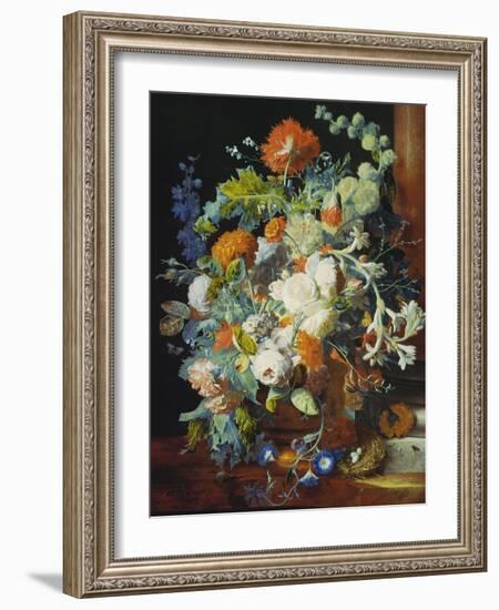 Flower Bouquet Next to a Column-Jan van Huysum-Framed Giclee Print