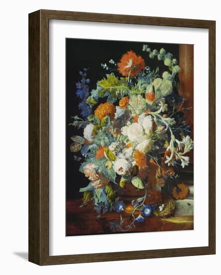 Flower Bouquet Next to a Column-Jan van Huysum-Framed Giclee Print