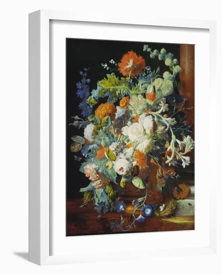 Flower Bouquet Next to a Column-Jan van Huysum-Framed Giclee Print