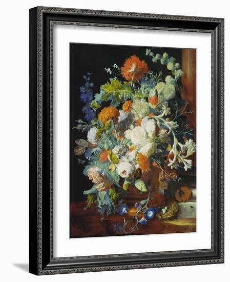 Flower Bouquet Next to a Column-Jan van Huysum-Framed Giclee Print