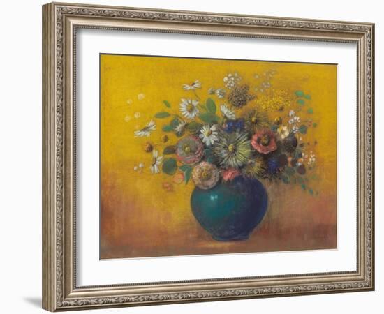 Flower Bouquet (Pastel on Paper Laid down on Board)-Odilon Redon-Framed Giclee Print