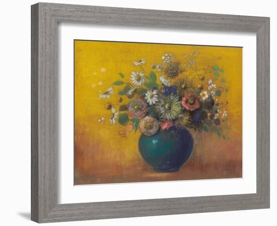 Flower Bouquet (Pastel on Paper Laid down on Board)-Odilon Redon-Framed Giclee Print