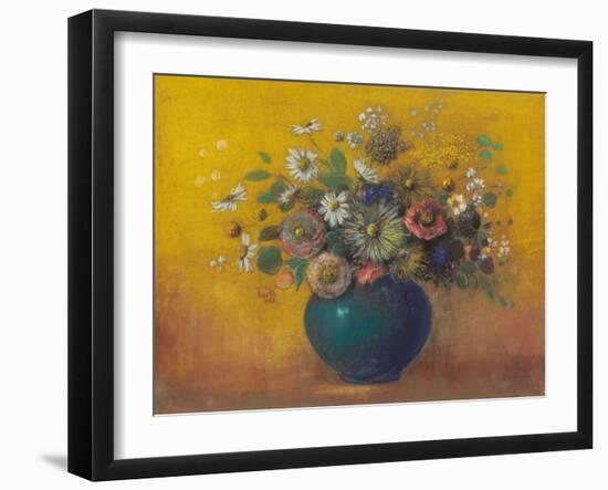 Flower Bouquet (Pastel on Paper Laid down on Board)-Odilon Redon-Framed Giclee Print