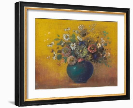 Flower Bouquet (Pastel on Paper Laid down on Board)-Odilon Redon-Framed Giclee Print