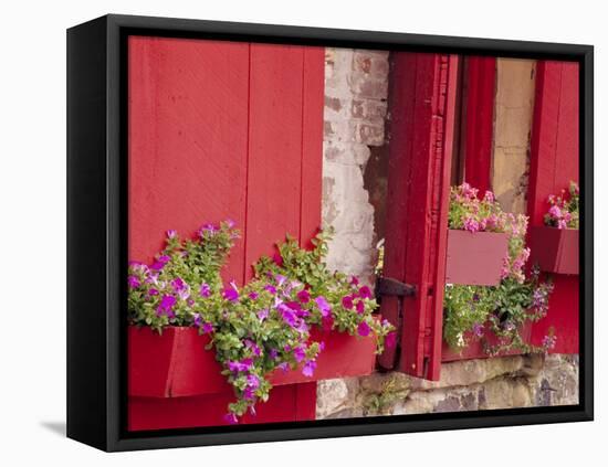 Flower Boxes on Storefronts, Savannah, Georgia, USA-Julie Eggers-Framed Premier Image Canvas