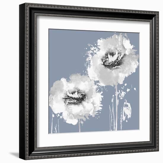 Flower Burst on Grey I-Vanessa Austin-Framed Art Print