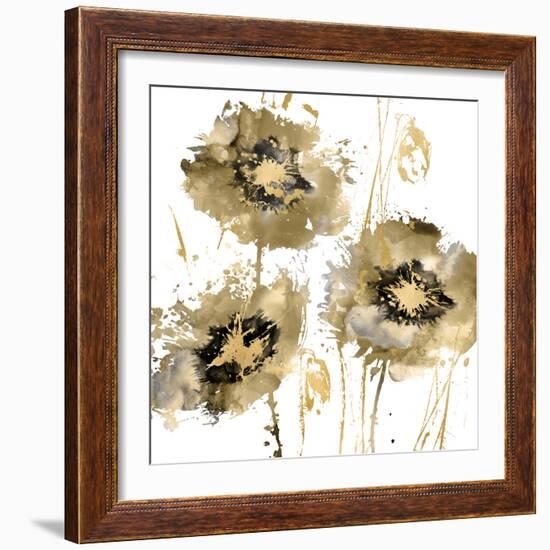 Flower Burst Trio in Gold-Vanessa Austin-Framed Art Print