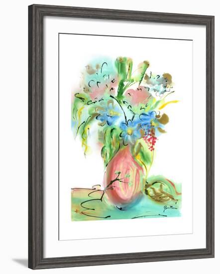 Flower Burst Vase II-Julia Minasian-Framed Art Print