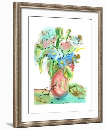 Flower Burst Vase II-Julia Minasian-Framed Art Print