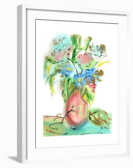 Flower Burst Vase II-Julia Minasian-Framed Art Print