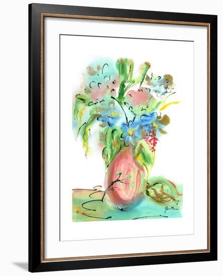 Flower Burst Vase II-Julia Minasian-Framed Art Print