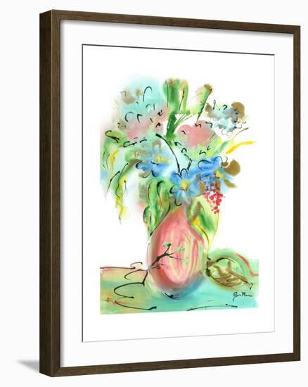 Flower Burst Vase II-Julia Minasian-Framed Art Print