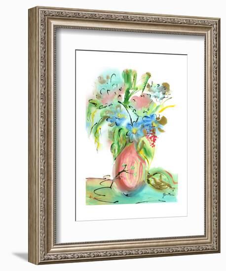 Flower Burst Vase II-Julia Minasian-Framed Art Print