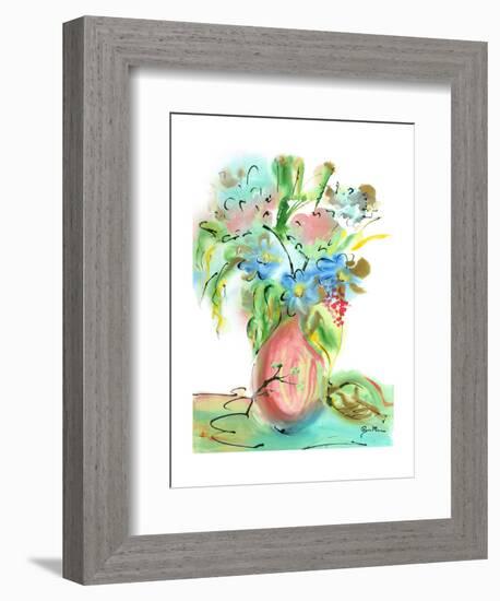 Flower Burst Vase II-Julia Minasian-Framed Art Print