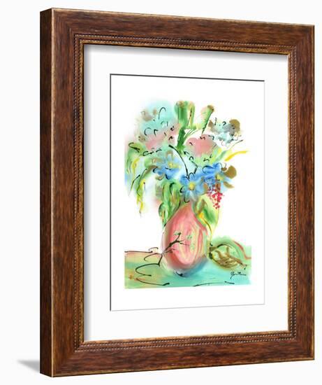 Flower Burst Vase II-Julia Minasian-Framed Art Print