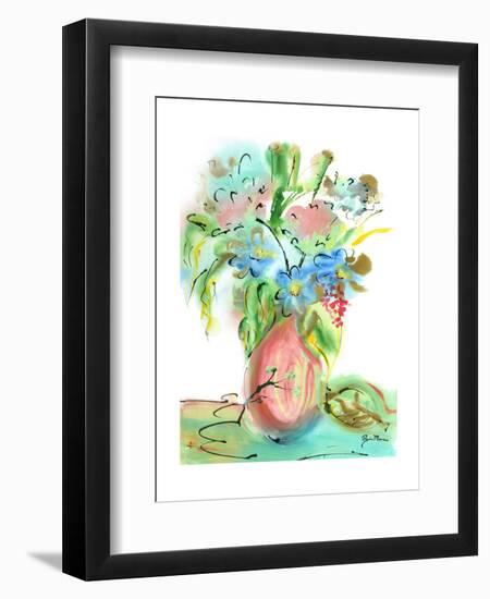 Flower Burst Vase II-Julia Minasian-Framed Art Print