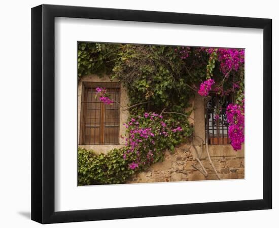 Flower-Covered Buildings, Old Town, Ciudad Monumental, Caceres, Spain-Walter Bibikow-Framed Photographic Print