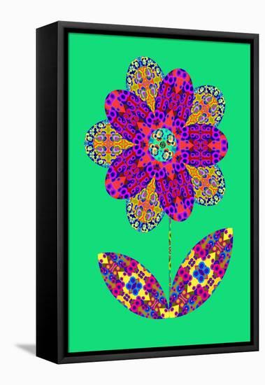 Flower cutout on green, 2020, (collage)-Jane Tattersfield-Framed Premier Image Canvas