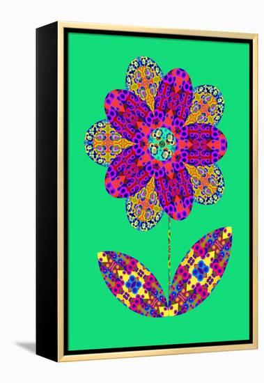 Flower cutout on green, 2020, (collage)-Jane Tattersfield-Framed Premier Image Canvas