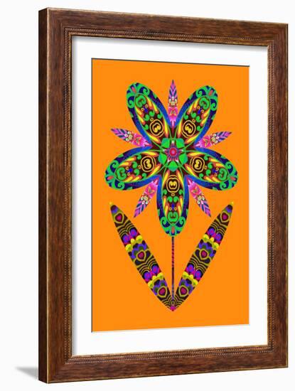 Flower cutout on orange, 2020, (collage)-Jane Tattersfield-Framed Giclee Print