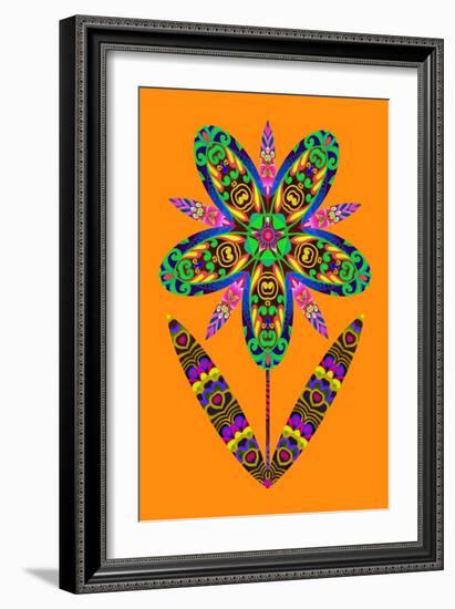 Flower cutout on orange, 2020, (collage)-Jane Tattersfield-Framed Giclee Print