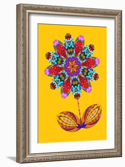 Flower cutout on yellow, 2020, (collage)-Jane Tattersfield-Framed Giclee Print