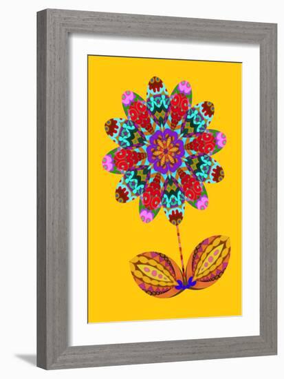 Flower cutout on yellow, 2020, (collage)-Jane Tattersfield-Framed Giclee Print