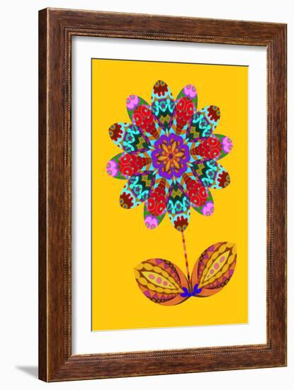 Flower cutout on yellow, 2020, (collage)-Jane Tattersfield-Framed Giclee Print