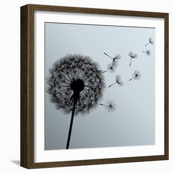 Flower Dandelion On Gray Background-silvionka-Framed Art Print