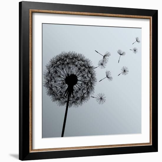 Flower Dandelion On Gray Background-silvionka-Framed Art Print