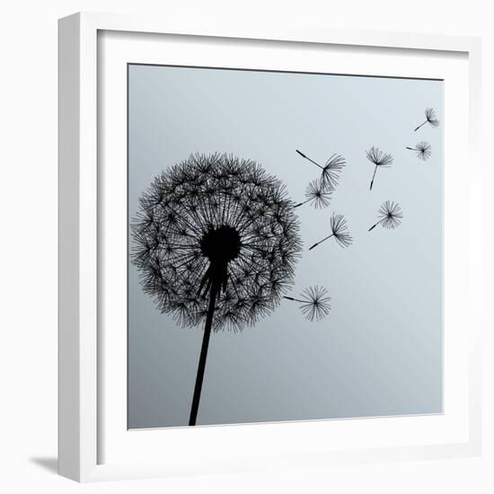 Flower Dandelion On Gray Background-silvionka-Framed Art Print