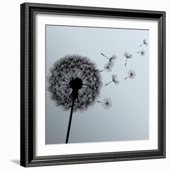 Flower Dandelion On Gray Background-silvionka-Framed Art Print