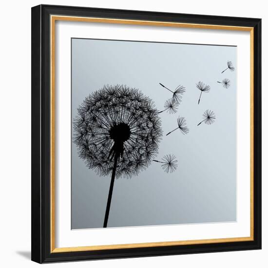 Flower Dandelion On Gray Background-silvionka-Framed Art Print