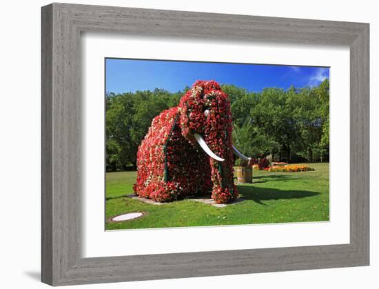 Flower Elephant in Maximilianpark, Hamm, North Rhine-Westphalia, Germany-null-Framed Art Print
