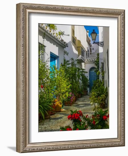 Flower Filled Alley in Frigiliana, Malaga Province, Andalucia, Spain-Panoramic Images-Framed Photographic Print
