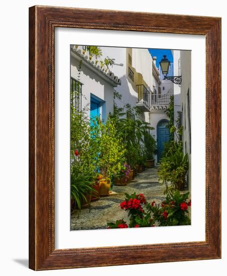 Flower Filled Alley in Frigiliana, Malaga Province, Andalucia, Spain-Panoramic Images-Framed Photographic Print