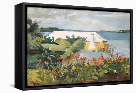 Flower Garden and Bungalow, Bermuda, 1899-Winslow Homer-Framed Premier Image Canvas