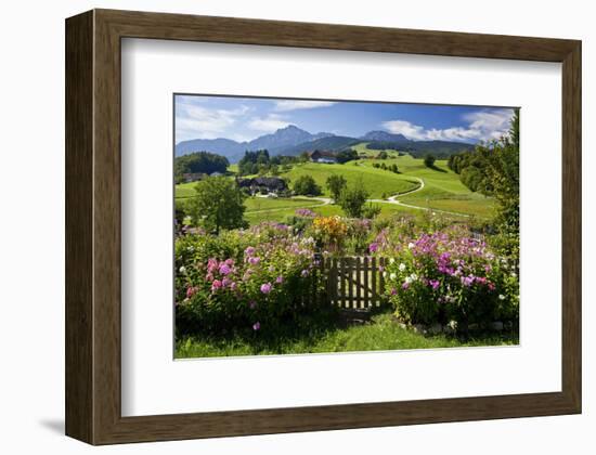 Flower Garden at Hoeglwoerth Monastery, Upper Bavaria, Bavaria, Germany-null-Framed Premium Giclee Print