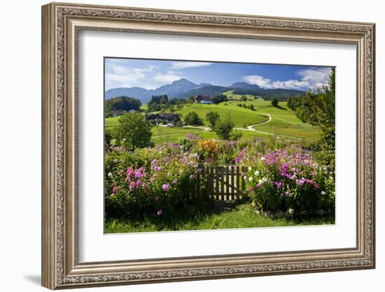 Flower Garden at Hoeglwoerth Monastery, Upper Bavaria, Bavaria, Germany-null-Framed Art Print