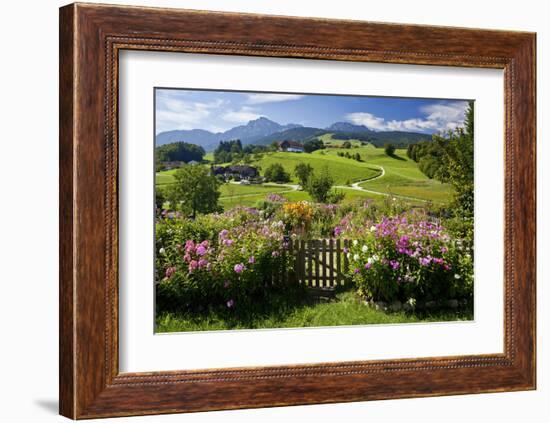 Flower Garden at Hoeglwoerth Monastery, Upper Bavaria, Bavaria, Germany-null-Framed Art Print