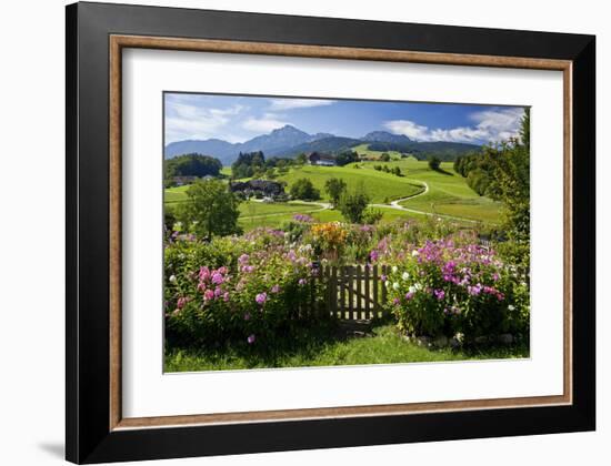 Flower Garden at Hoeglwoerth Monastery, Upper Bavaria, Bavaria, Germany-null-Framed Art Print