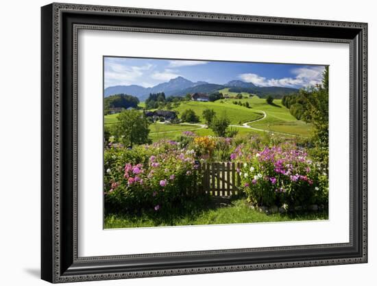 Flower Garden at Hoeglwoerth Monastery, Upper Bavaria, Bavaria, Germany-null-Framed Art Print