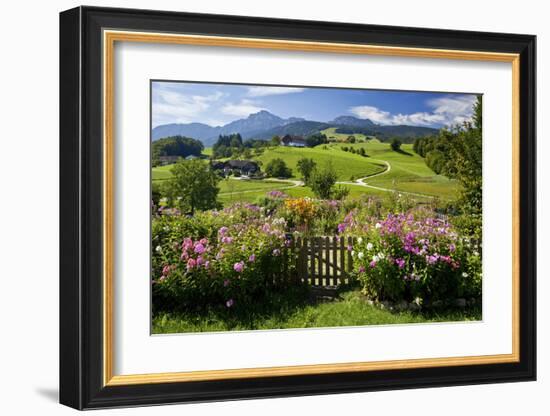 Flower Garden at Hoeglwoerth Monastery, Upper Bavaria, Bavaria, Germany-null-Framed Art Print