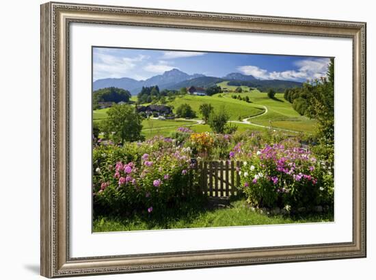Flower Garden at Hoeglwoerth Monastery, Upper Bavaria, Bavaria, Germany-null-Framed Art Print