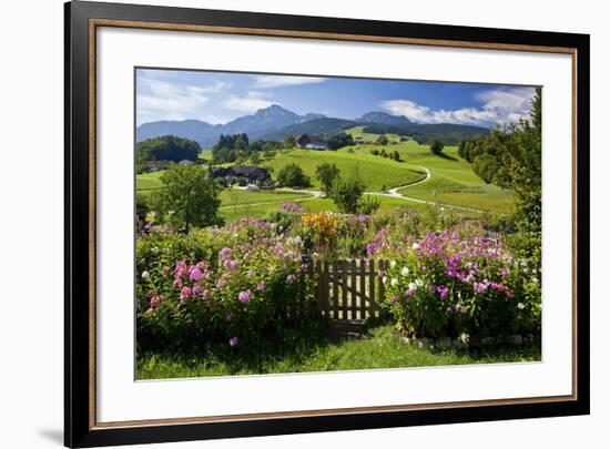 Flower Garden at Hoeglwoerth Monastery, Upper Bavaria, Bavaria, Germany-null-Framed Art Print